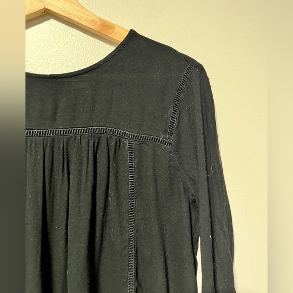Old Navy Black Boho Blouse - Size M, 3/4 Bell Sleeves, Flowy Peasant Top - Picture 14 of 14